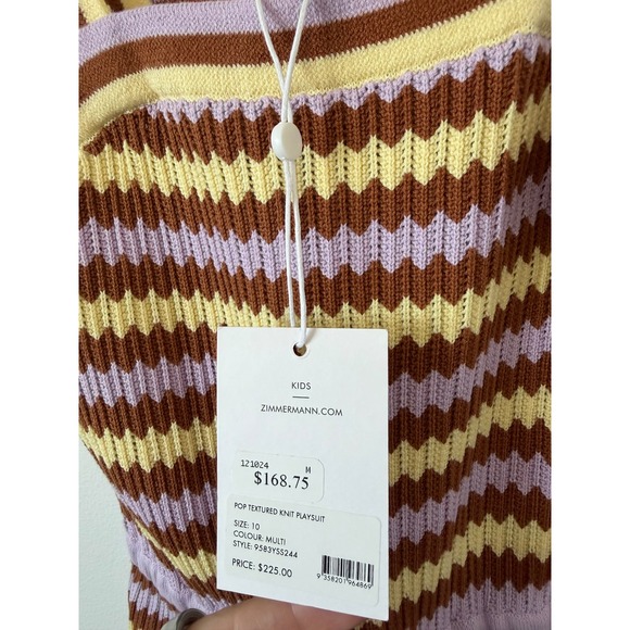Zimmermann Kids Girls Pop Textured Knit Playsuit – Multicolor – Size 10 – NWT - Picture 6 of 7